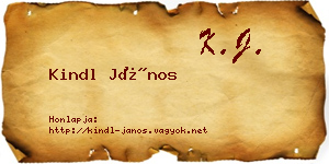 Kindl János névjegykártya